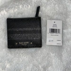 Kate Spade serenade blk glitter wallet NWT